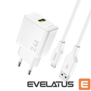 Adapter Dudao  Dudao A23LEU 2.4A GaN EU USB-A Wall Charger with USB-A to Lightning Cable - White 