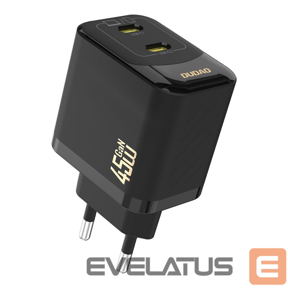 Adapter Dudao Dudao A28PEU PD 45W GaN 2xUSB Wall Charger - Black