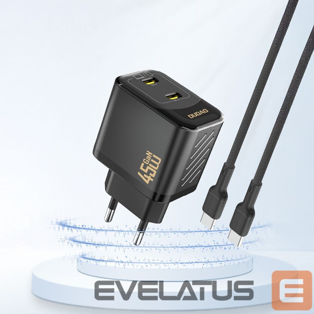 Adapter Dudao Dudao A28PEU PD 45W GaN 2xUSB Wall Charger - Black