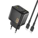 Adapter Dudao  Dudao A28PCEU PD 45W GaN 2xUSB-C Wall Charger with USB-C Cable - Black 