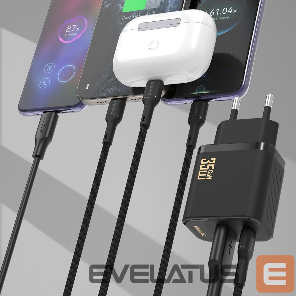 Adapter Dudao Dudao A27MaxCEU PD QC 35W USB-A USB-C Wall Charger with USB-C Cable - Black