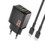 Adapter Dudao  Dudao A26TCEU PD QC 25W GaN USB-A USB-C Wall Charger with USB-C Cable - Black 