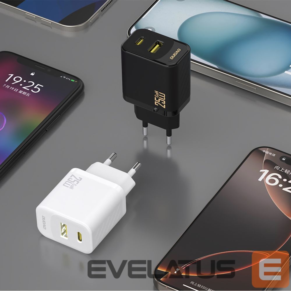 Adapter Dudao Dudao A26TCEU PD QC 25W GaN USB-A USB-C Wall Charger with USB-C Cable - Black