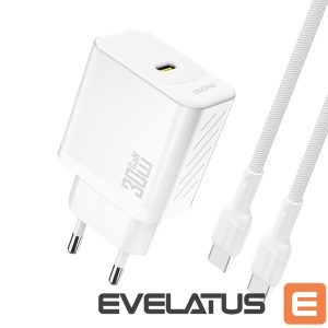 Adapter Dudao  Dudao A27PCEU PD 30W GaN USB-C Wall Charger with USB-C Cable - White 