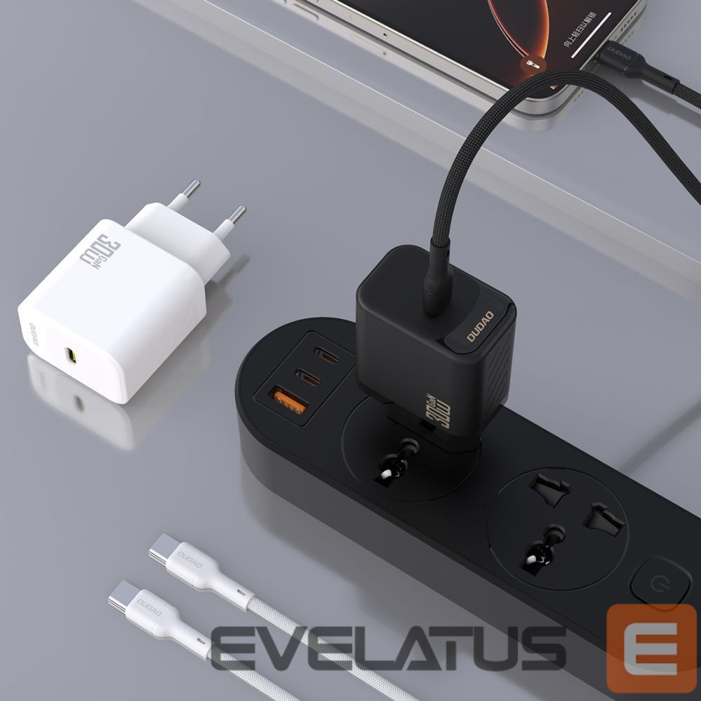 Adapter Dudao Dudao A27PCEU PD 30W GaN USB-C Wall Charger with USB-C Cable - White