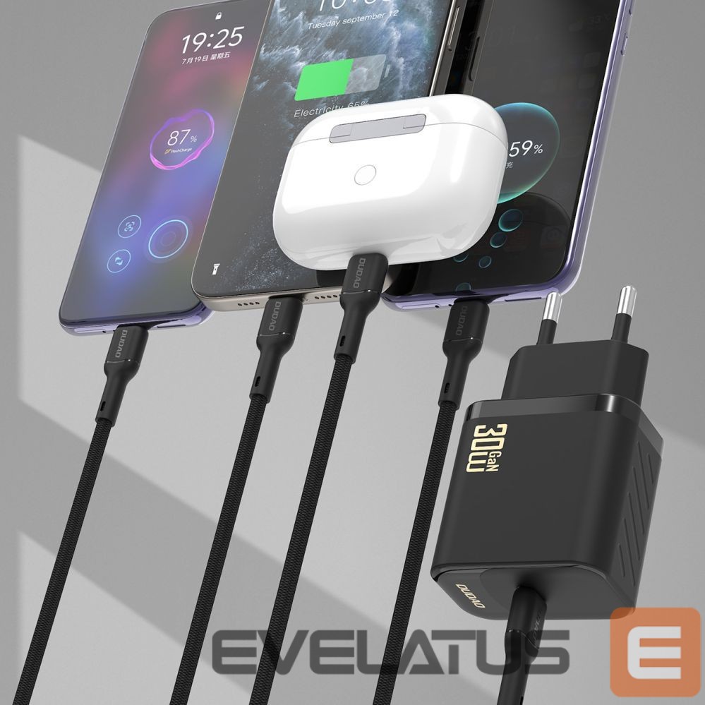Adapter Dudao Dudao A27PCEU PD 30W GaN USB-C Wall Charger with USB-C Cable - White