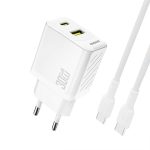 Adapter Dudao  Dudao A27TCEU PD 30W GaN USB-A USB-C Wall Charger with USB-C Cable - White 