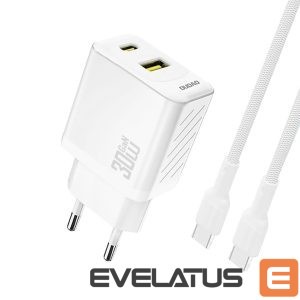 Adapter Dudao  Dudao A27TCEU PD 30W GaN USB-A USB-C Wall Charger with USB-C Cable - White 