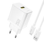 Adapter Dudao  Dudao A27STEU 25W GaN USB-A Wall Charger with USB-A - USB-C Cable - White 