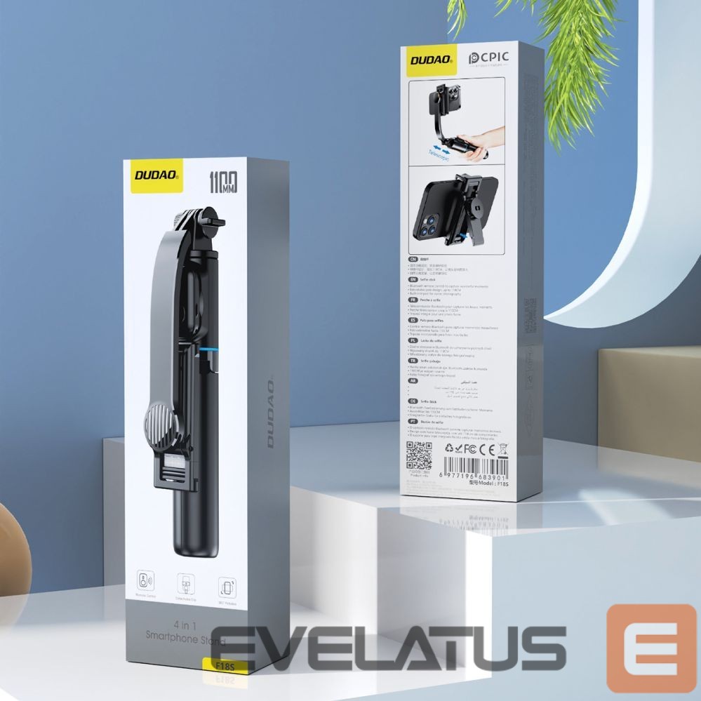 Camera accessory Dudao Selfie stick Dudao F18S 4-in-1 foldable tripod with remote control - black