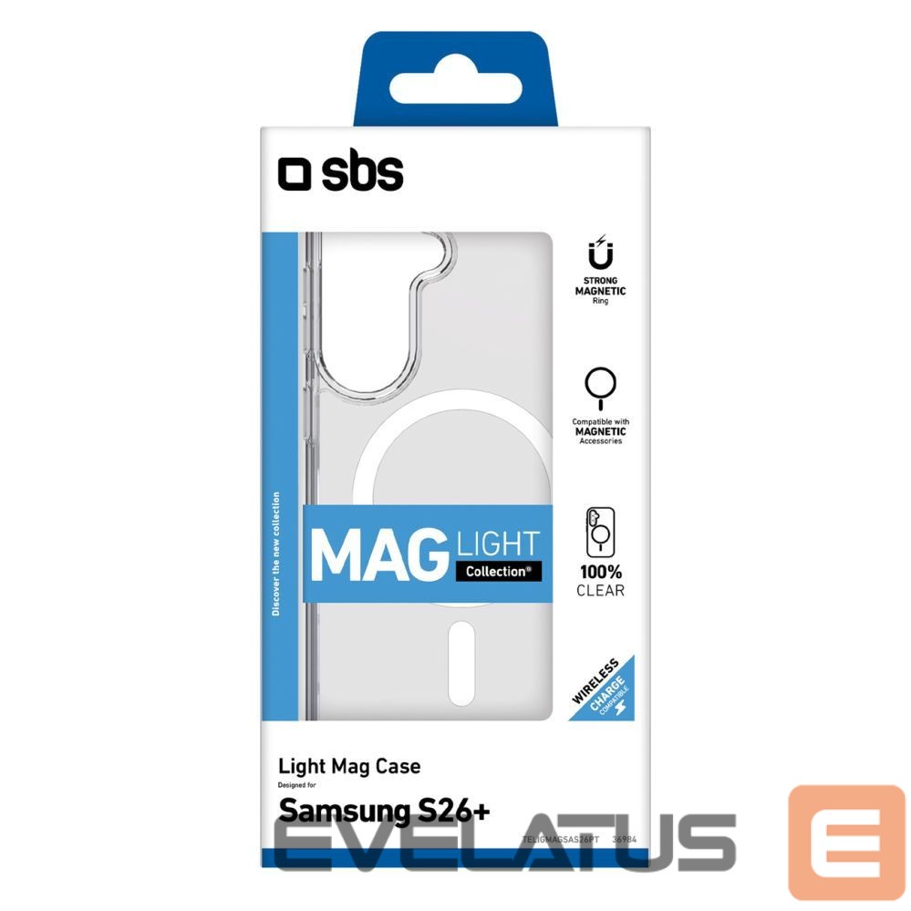 Back panel cover SBS SBS Light Mag Case for Samsung Galaxy S26 Plus Compatible with MagSafe - Transparent