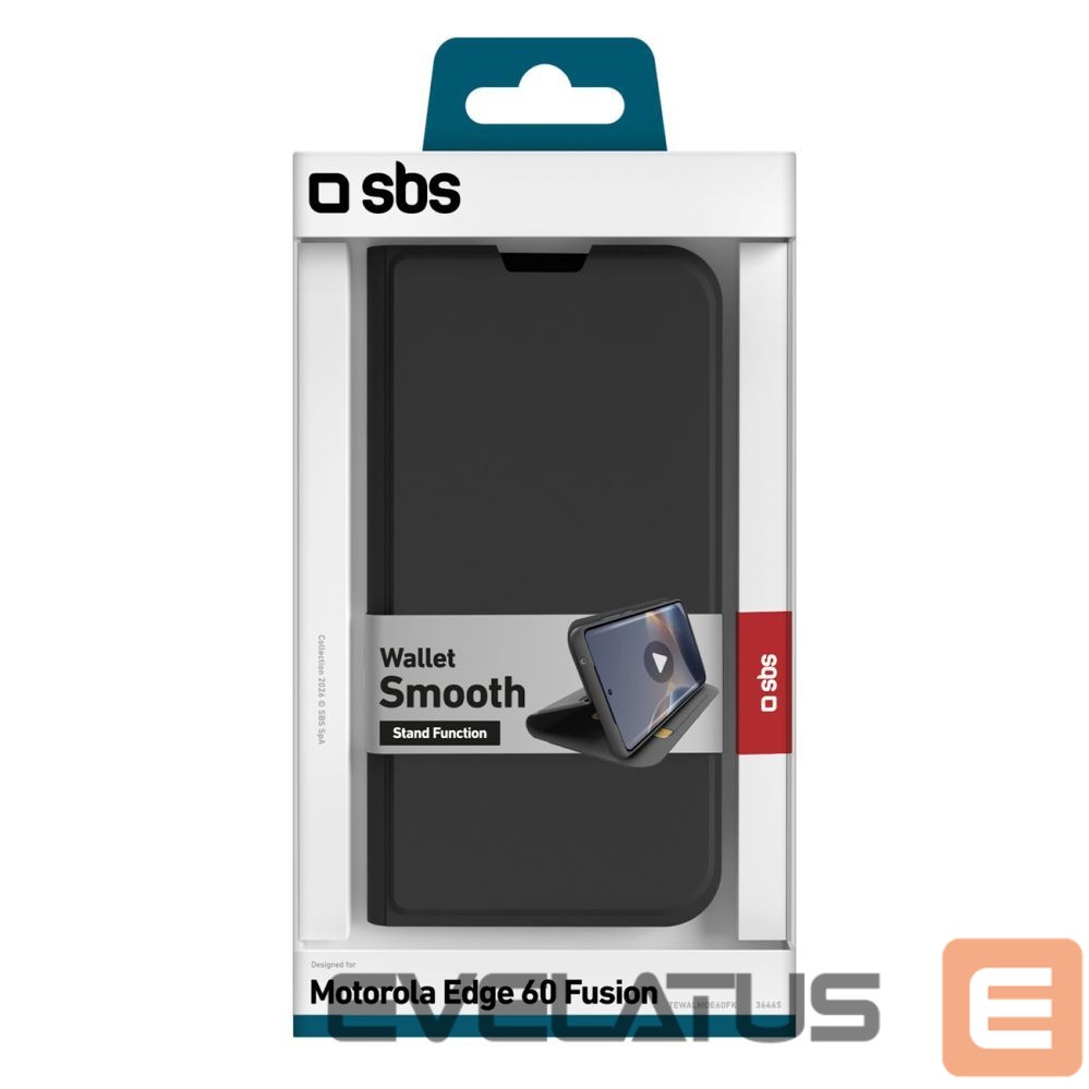Back panel cover SBS SBS Wallet Smooth case for Motorola Edge 60 Fusion with flap - black