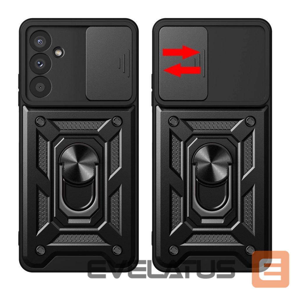 Back panel cover Hurtel Hybrid Armor Camshield Case for Samsung Galaxy A37 - Black
