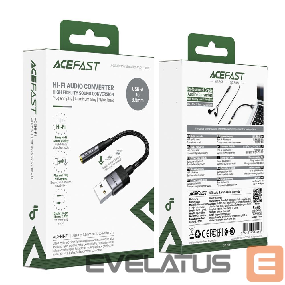 Camera accessory Acefast Acefast J13 USB-A to 3.5mm mini jack adapter - black