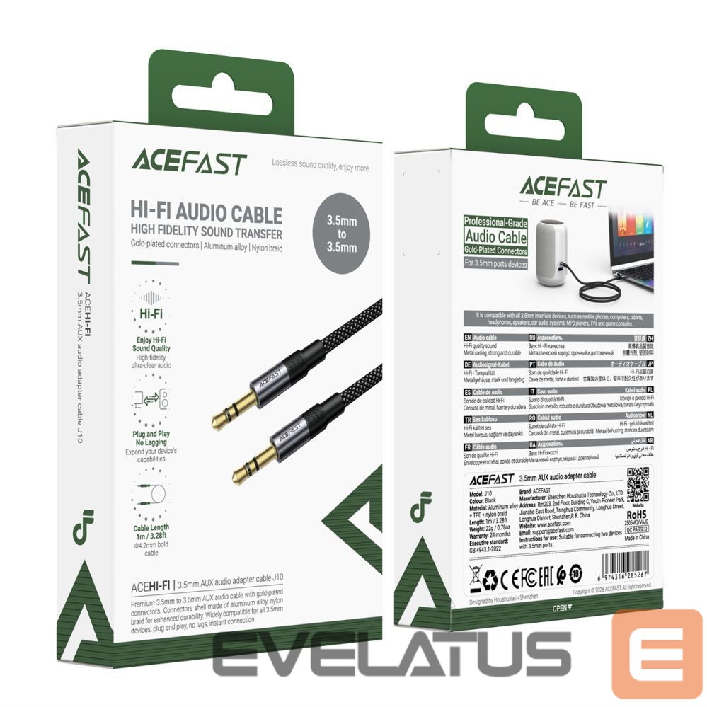 Converter Acefast Acefast J10 AUX cable mini jack 3.5mm 1m - black