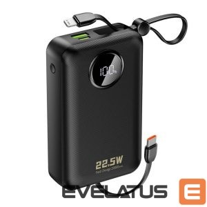 Power bank Dudao  Dudao K14+ Powerbank 20000mAh 22.5W USB-C / USB-A / Built-in Lightning and USB-C Cables - Black 