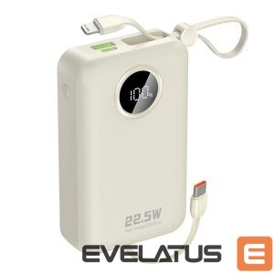 Power bank Dudao  Dudao K14+ Powerbank 20000mAh 22.5W USB-C / USB-A / Built-in Lightning and USB-C Cables - White 