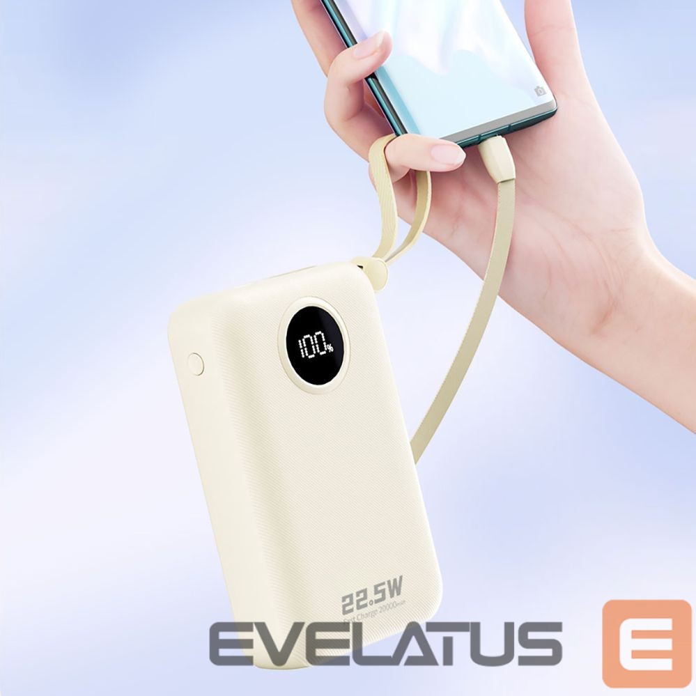 Power bank Dudao Dudao K14+ Powerbank 20000mAh 22.5W USB-C / USB-A / Built-in Lightning and USB-C Cables - White