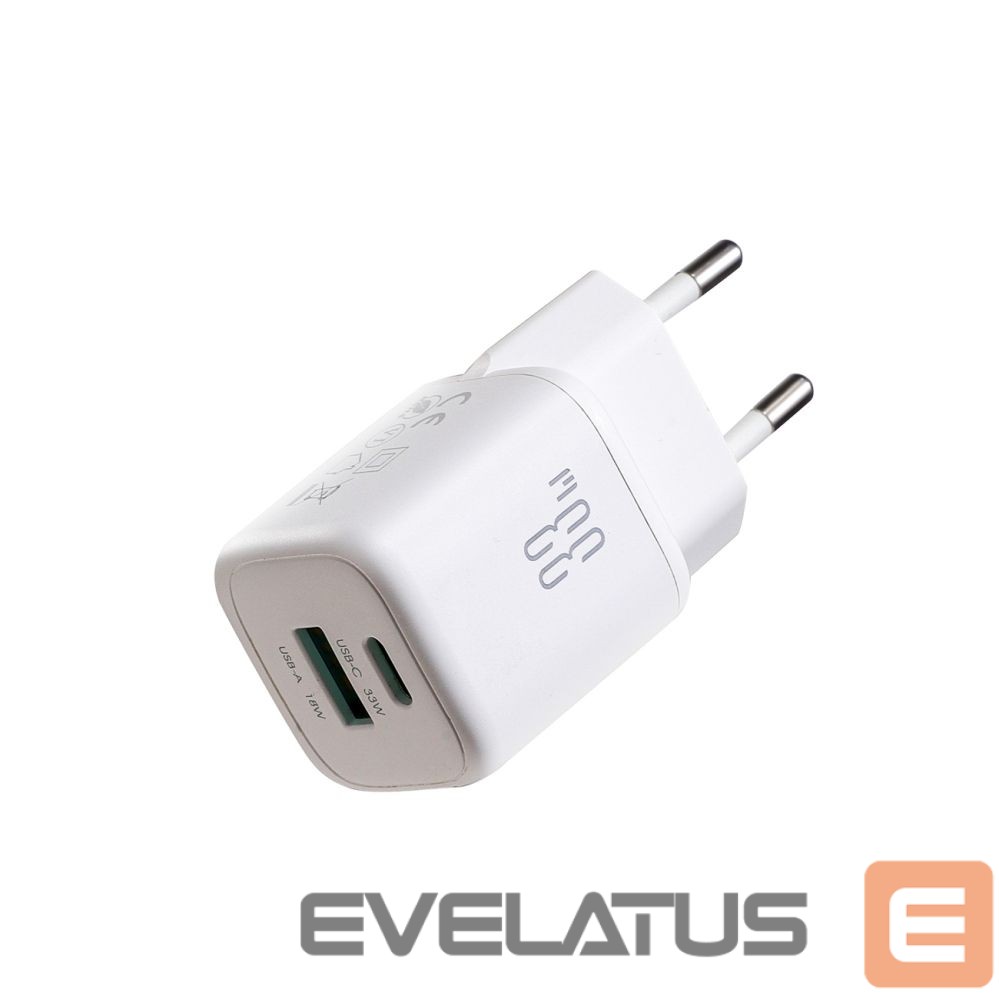 Adapter Joyroom Joyroom JR-TG7 33W USB-A + USB-C Wall Charger - White