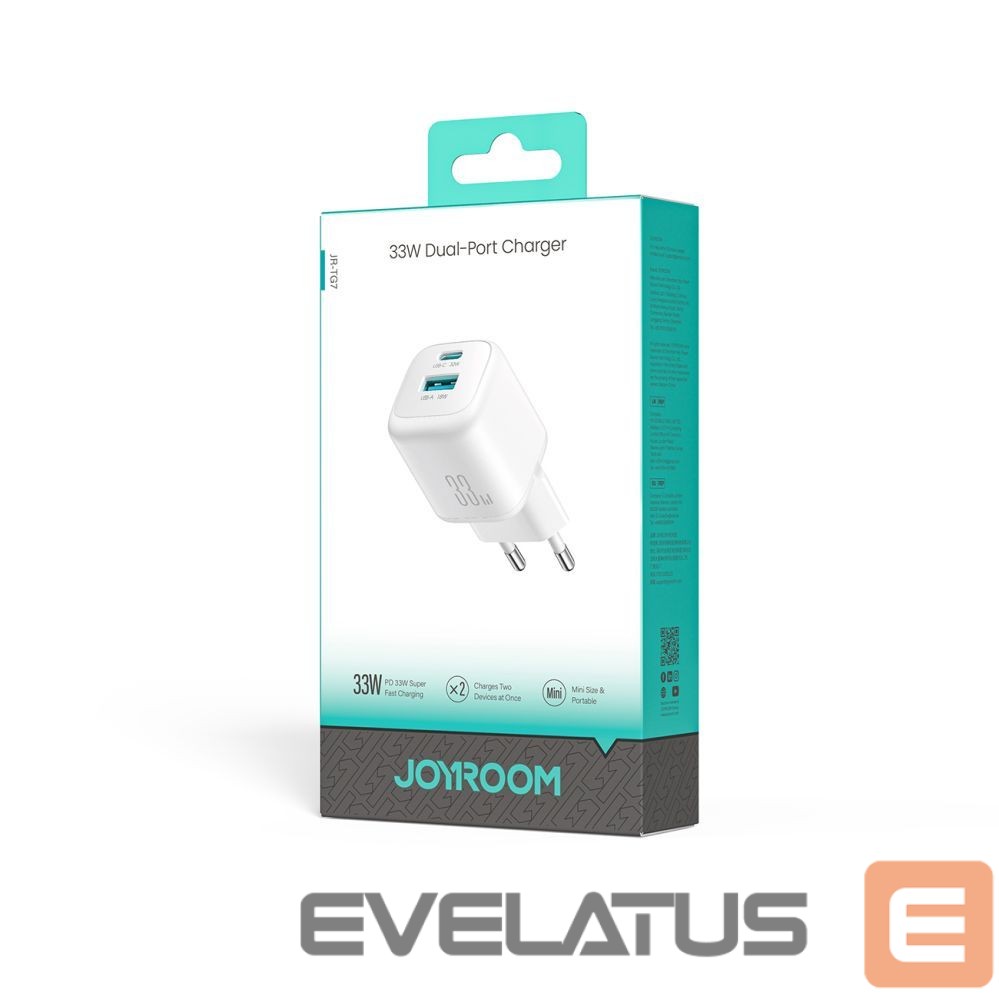 Adapter Joyroom Joyroom JR-TG7 33W USB-A + USB-C Wall Charger - White
