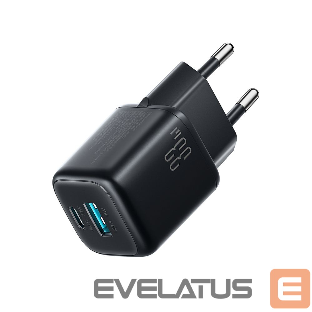 Adapter Joyroom Joyroom JR-TG7 33W USB-A + USB-C Wall Charger - Black