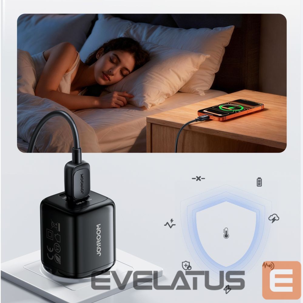 Adapter Joyroom Joyroom JR-TG7 33W USB-A + USB-C Wall Charger - Black