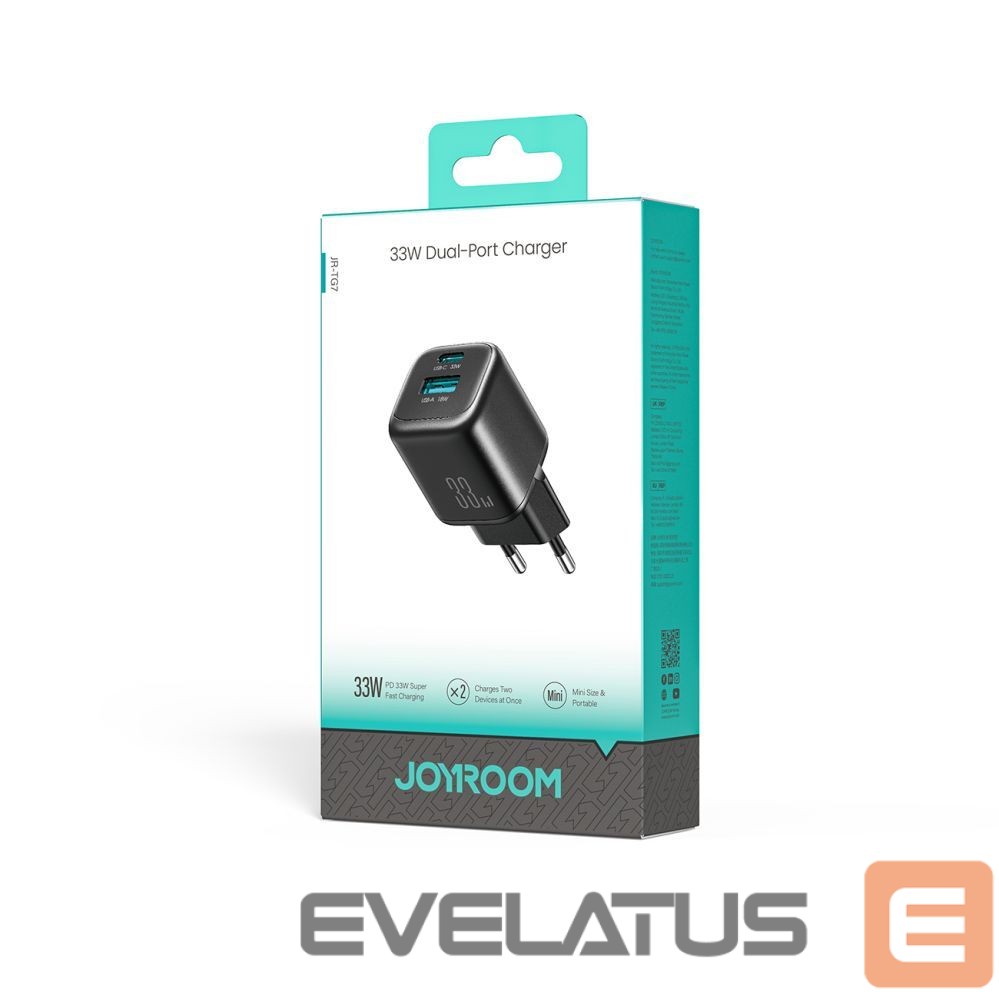 Adapter Joyroom Joyroom JR-TG7 33W USB-A + USB-C Wall Charger - Black