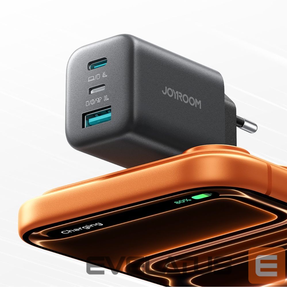 Adapter Joyroom Joyroom JR-TO1 GaN 45 USB-C Lightning USB-A Wall Charger - Black