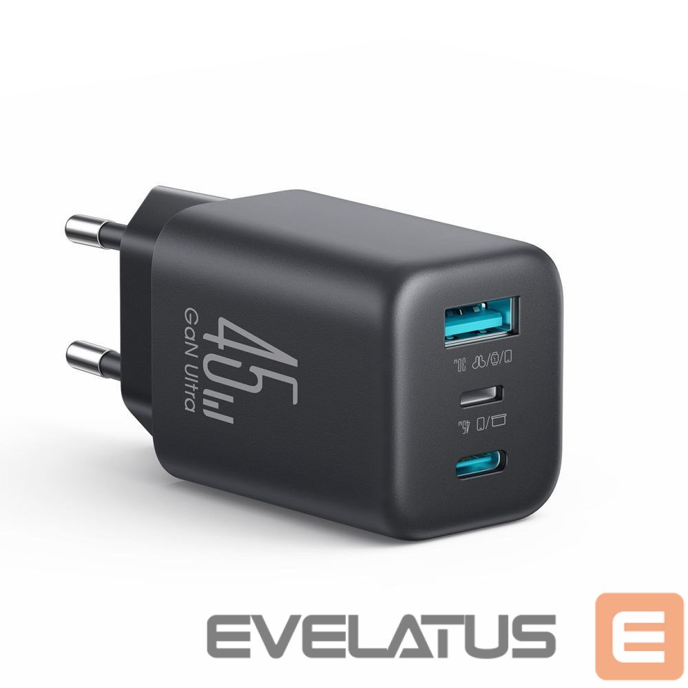 Adapter Joyroom Joyroom JR-TO1 GaN 45 USB-C Lightning USB-A Wall Charger - Black