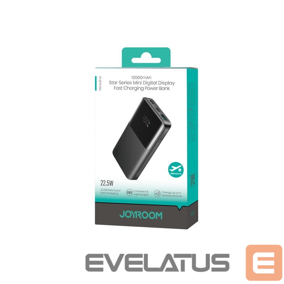 Power bank Joyroom Joyroom JR-QP191 Star Series Mini 10000mAh 22.5W Powerbank with Digital Display - Black