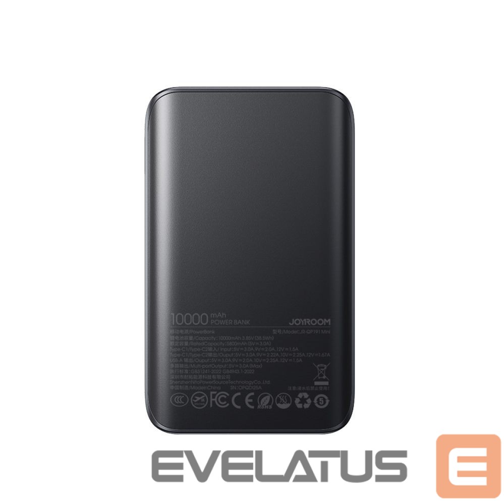 Power bank Joyroom Joyroom JR-QP191 Star Series Mini 10000mAh 22.5W Powerbank with Digital Display - Black