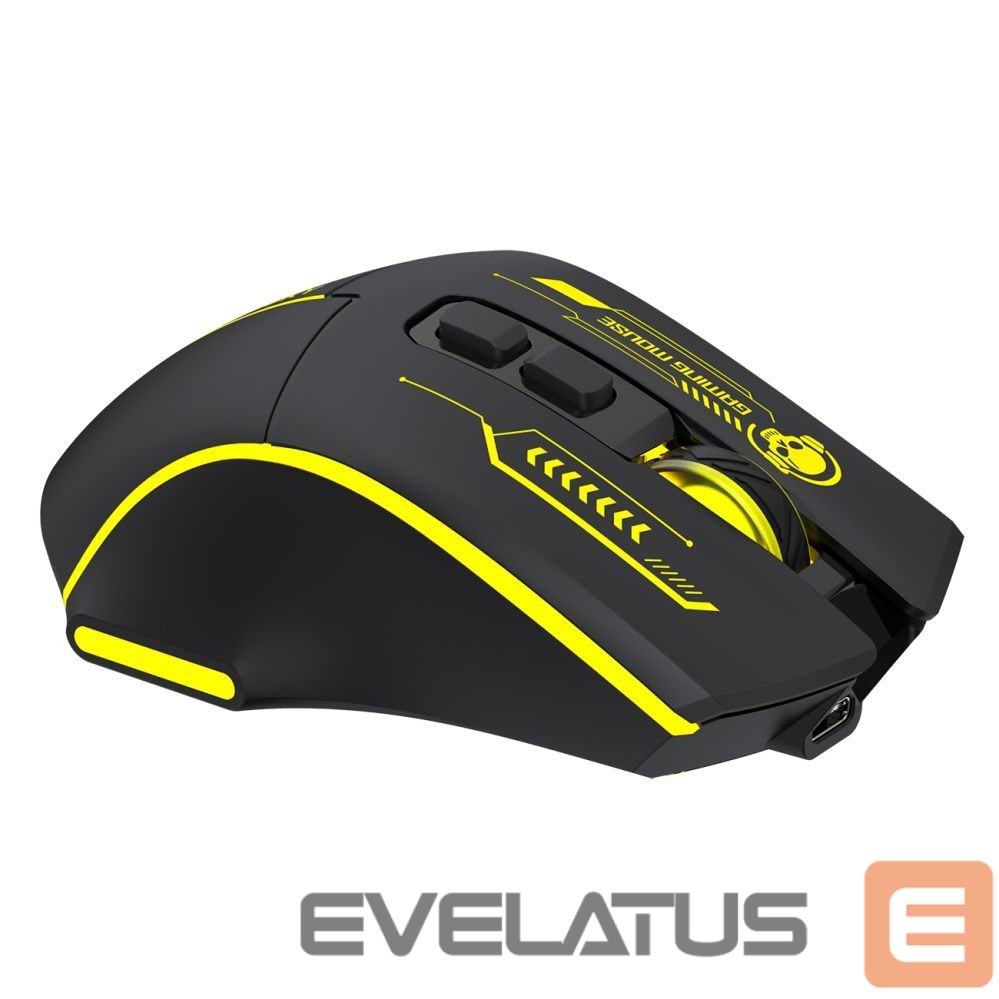 Other Wozinsky Wozinsky WMGB-1181 Wireless Optical Gaming Mouse 3200 DPI with Built-in Battery and Backlight - Black and Yellow