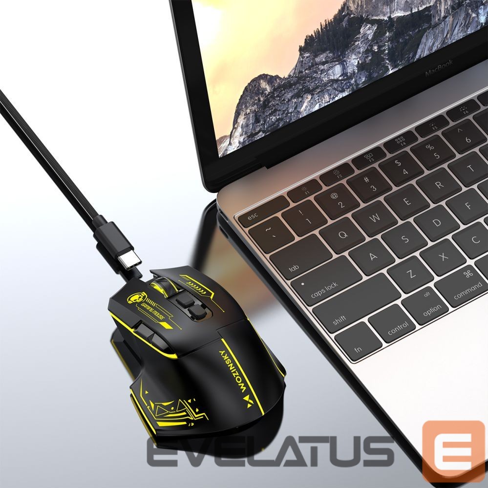 Other Wozinsky Wozinsky WMGB-1181 Wireless Optical Gaming Mouse 3200 DPI with Built-in Battery and Backlight - Black and Yellow