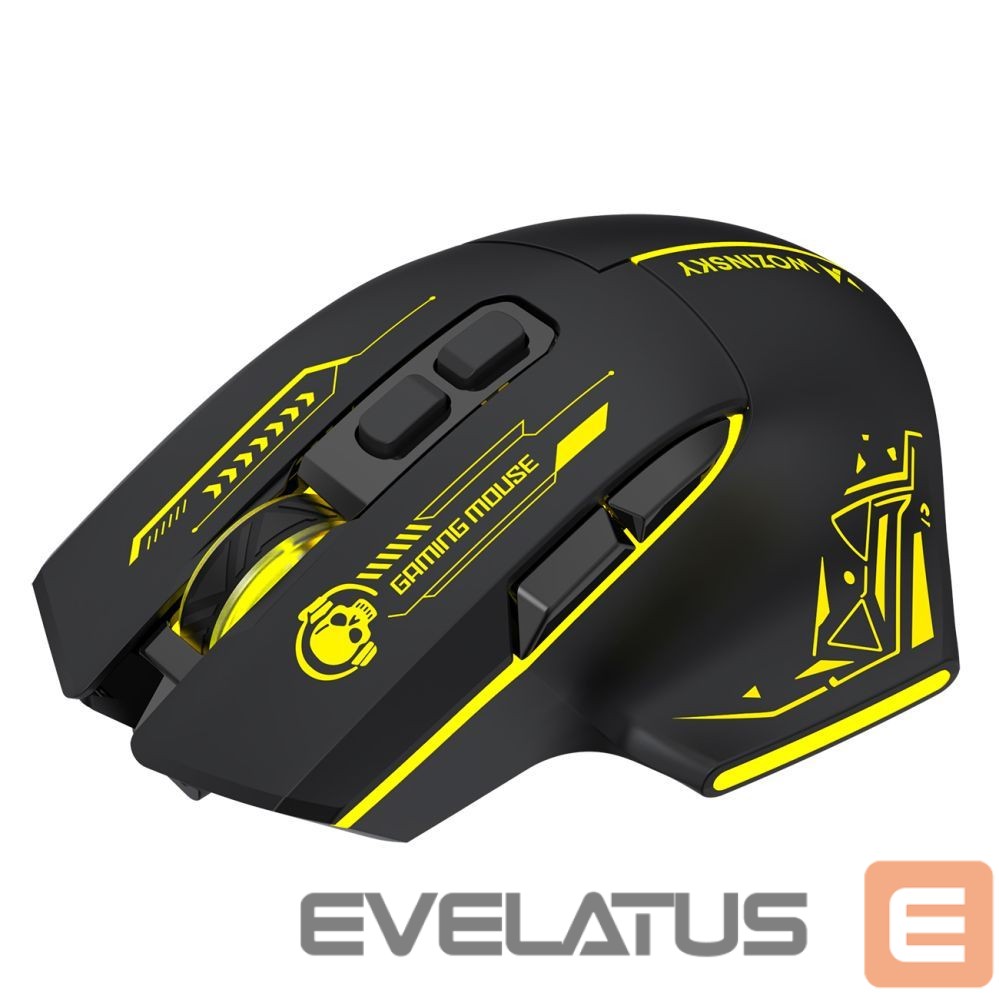 Other Wozinsky Wozinsky WMGB-1181 Wireless Optical Gaming Mouse 3200 DPI with Built-in Battery and Backlight - Black and Yellow