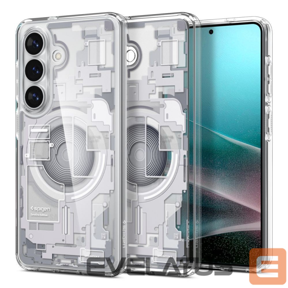 Back panel cover Spigen Spigen Ultra Hybrid Mag MagSafe Case for Samsung Galaxy S26 Zero One - Clear and White