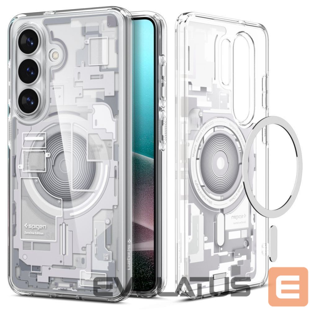 Back panel cover Spigen Spigen Ultra Hybrid Mag MagSafe Case for Samsung Galaxy S26 Zero One - Clear and White