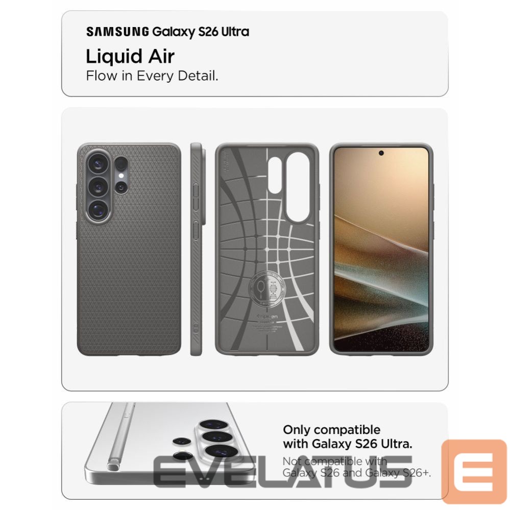 Back panel cover Spigen Spigen Liquid Air Case for Samsung Galaxy S26 Ultra - Gray