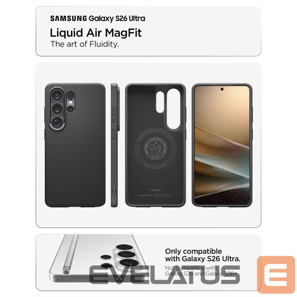 Back panel cover Spigen Spigen Liquid Air Mag MagSafe Case for Samsung Galaxy S26 Ultra - Black