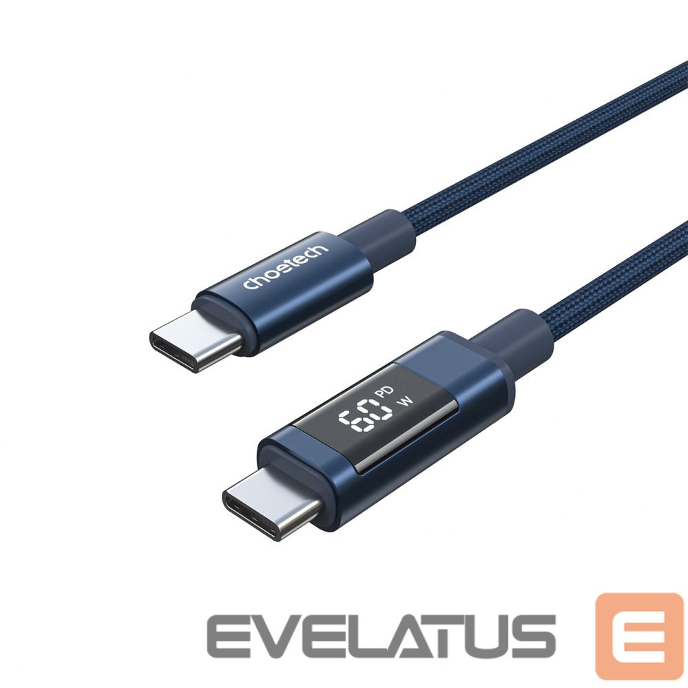 Cable Choetech Choetech XCC-1068 PD 60W USB-C - USB-C Cable with Display 1.2 m - Blue