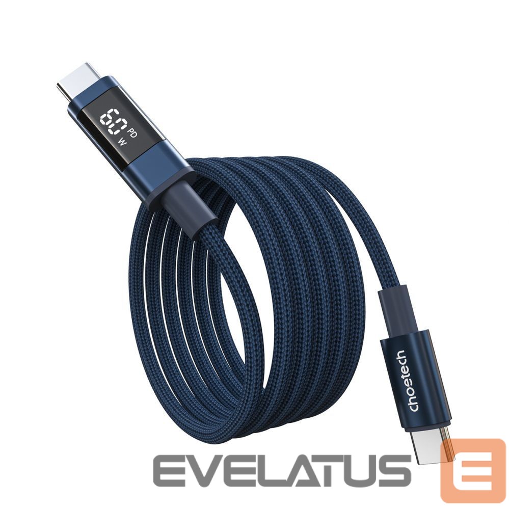Cable Choetech Choetech XCC-1068 PD 60W USB-C - USB-C Cable with Display 1.2 m - Blue