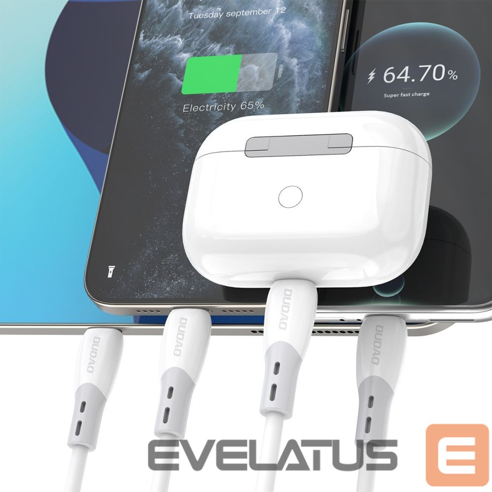 Cable Dudao Dudao L25SC 60W USB-C - USB-C Cable with Soft Silicone Braid 1m - White