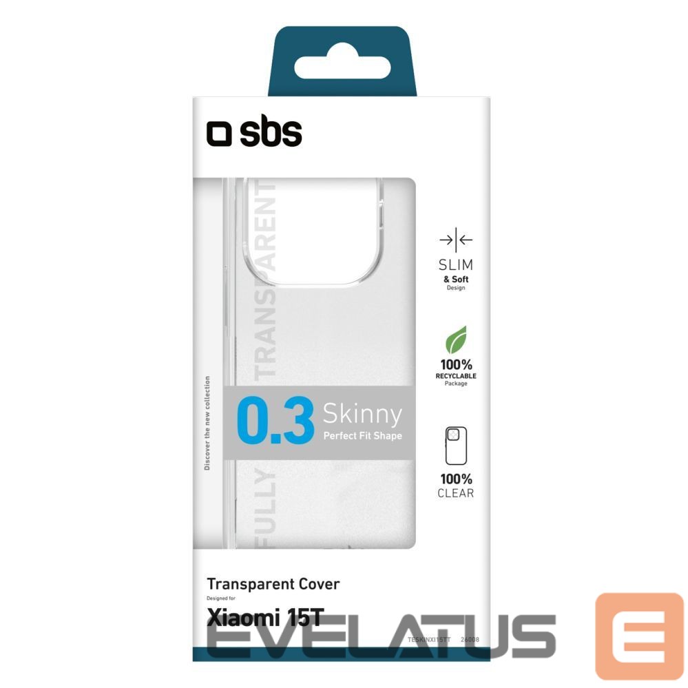 Back panel cover SBS SBS Skinny Cover for Xiaomi 15T - transparent