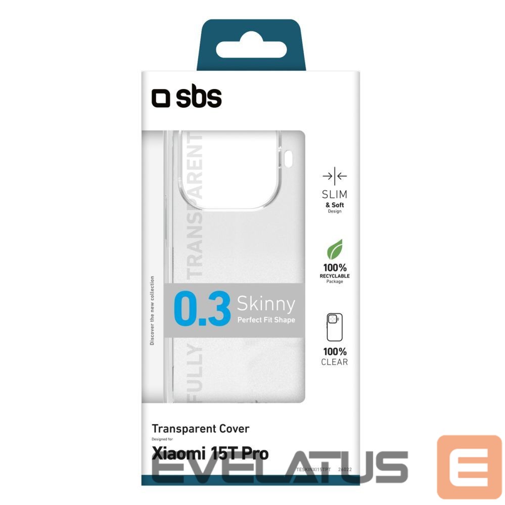 Back panel cover SBS SBS Skinny Cover for Xiaomi 15T Pro - transparent