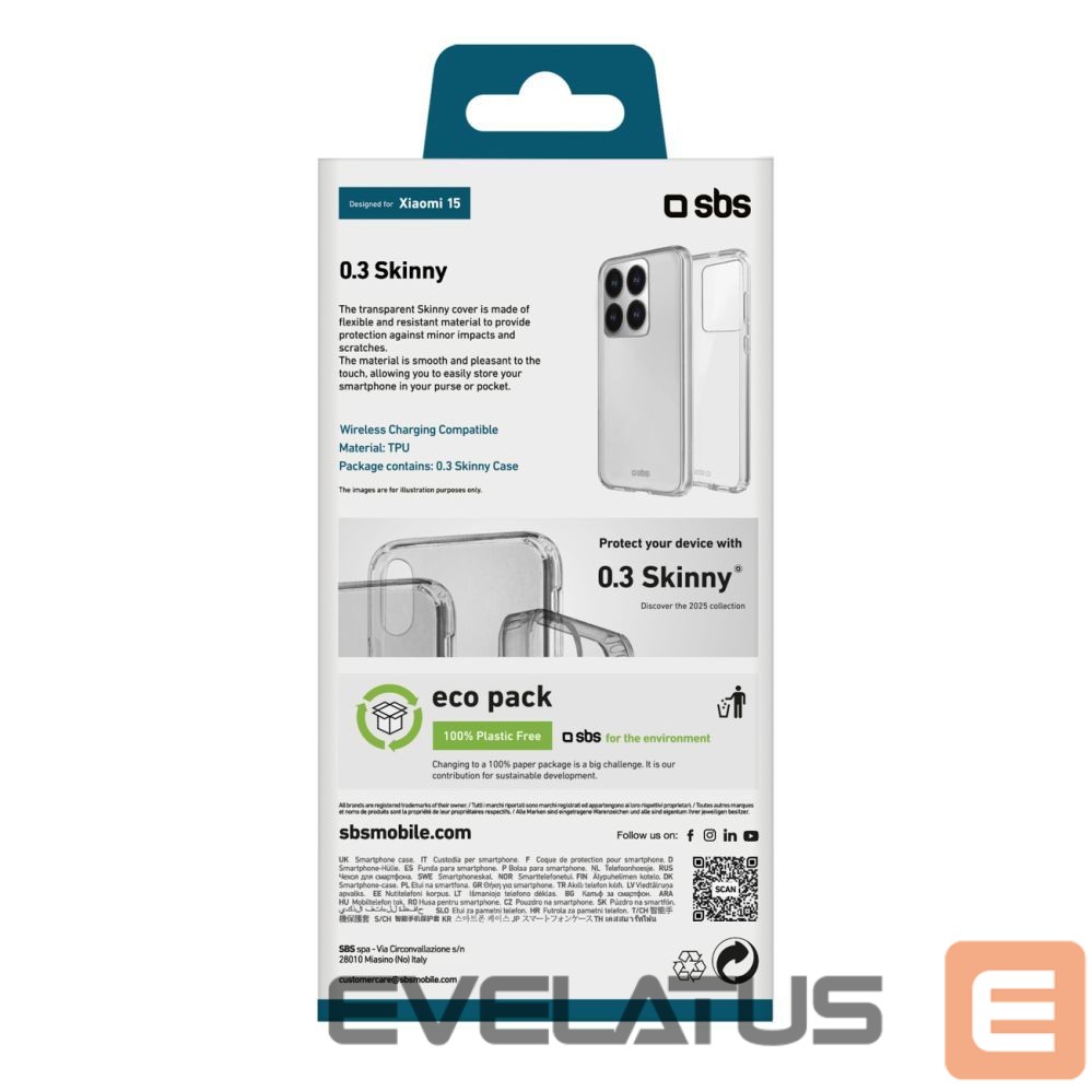 Back panel cover SBS SBS Skinny Cover for Xiaomi 15 - transparent
