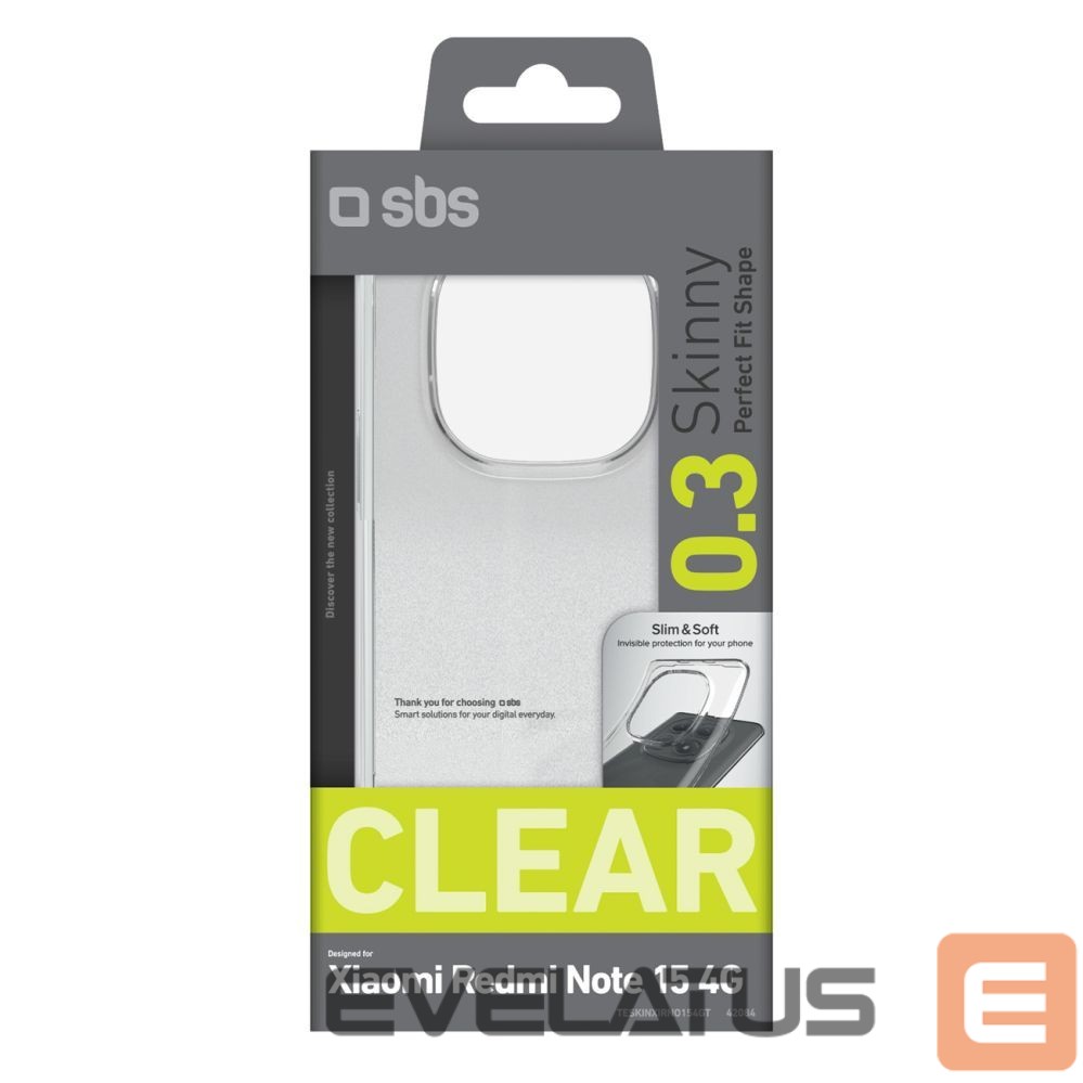 Back panel cover SBS SBS Skinny Cover for Xiaomi Redmi Note 15 4G - transparent