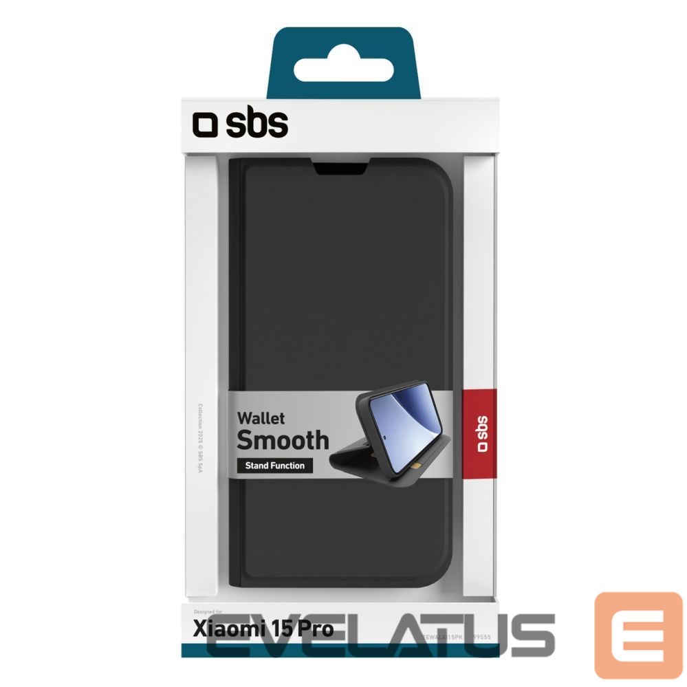 Back panel cover SBS SBS Wallet Smooth Case for Xiaomi 15 Pro with Flip - Black