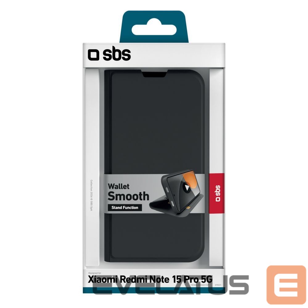 Back panel cover SBS SBS Wallet Smooth Case for Xiaomi Redmi Note 15 Pro with Flip - Black