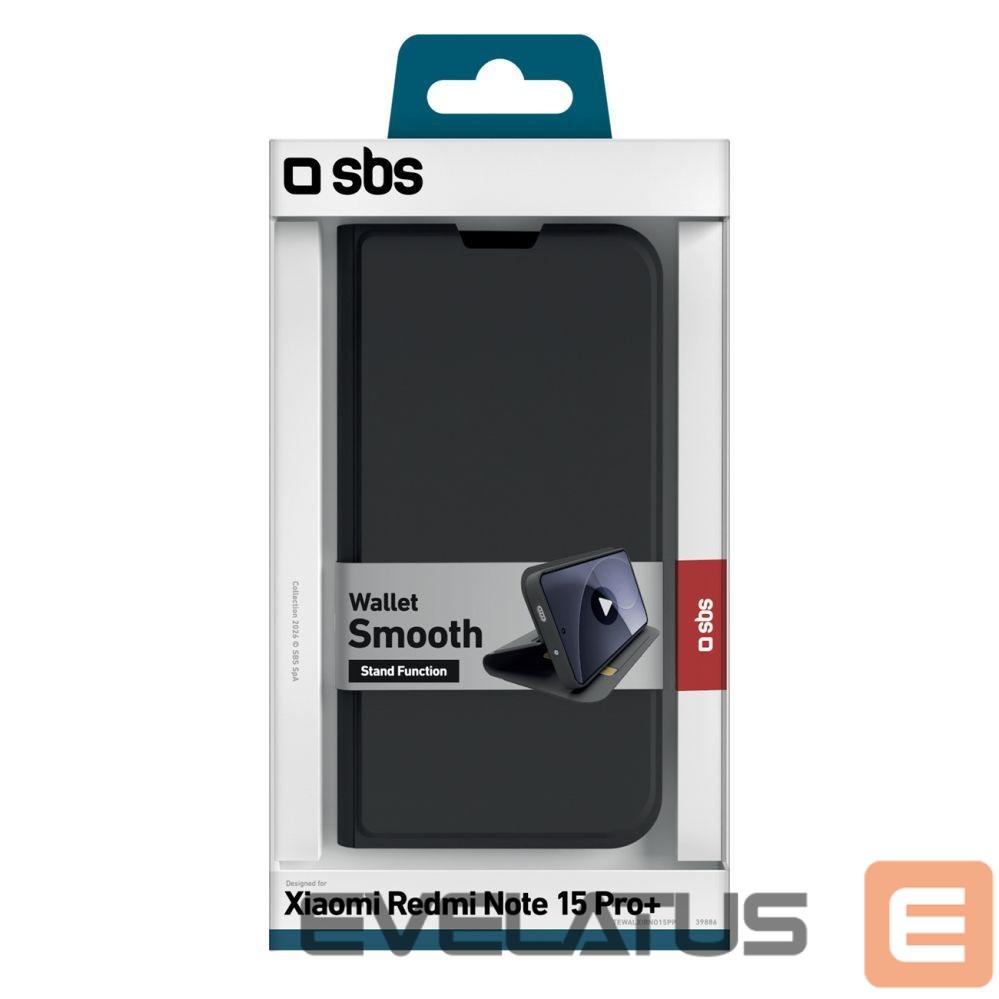 Back panel cover SBS SBS Wallet Smooth Case for Xiaomi Redmi Note 15 Pro+ with Flip - Black