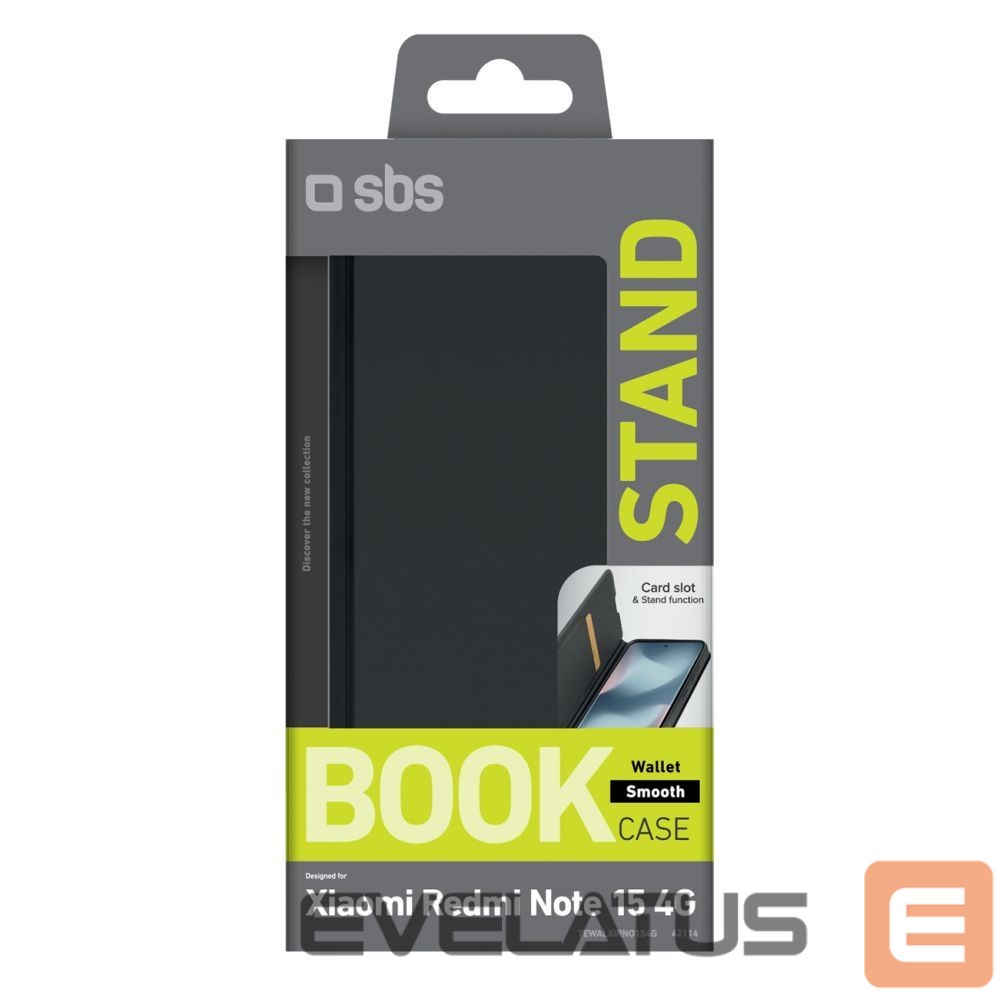 Back panel cover SBS SBS Wallet Smooth Case for Xiaomi Redmi Note 15 4G with Flip Cover - Black