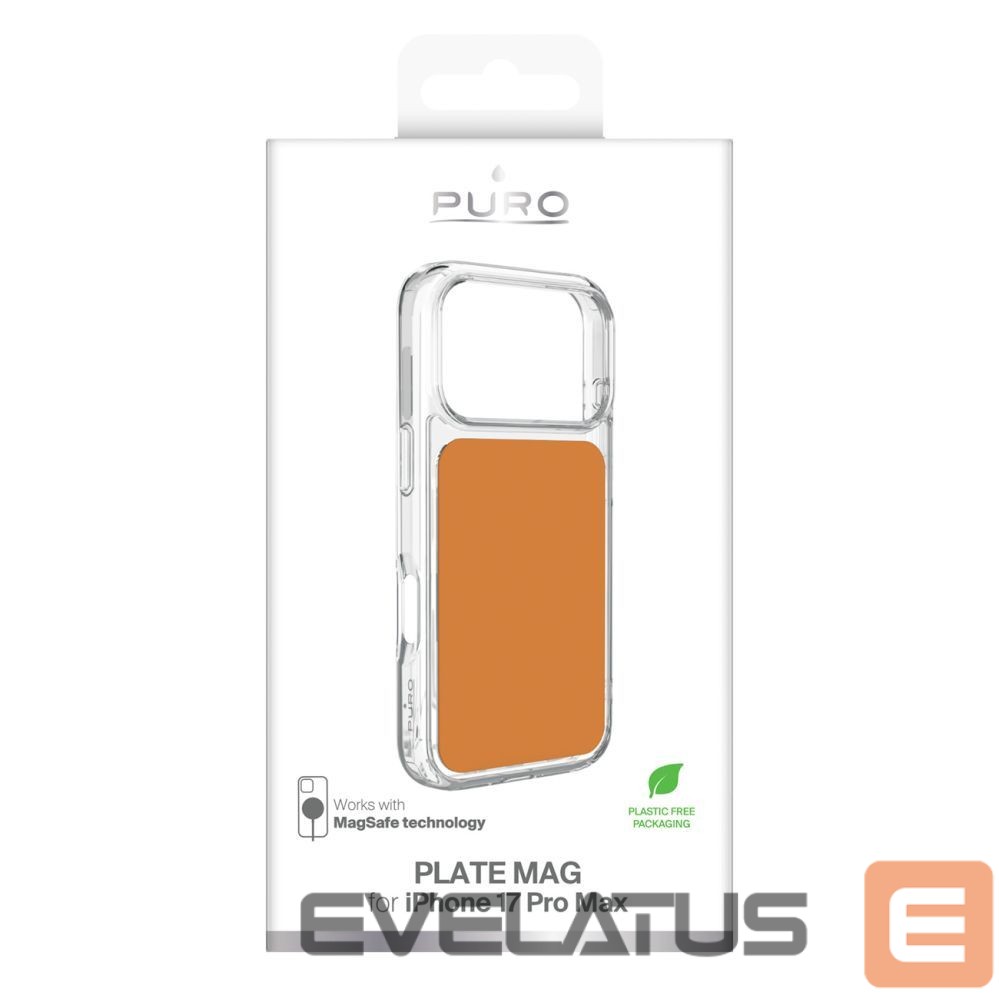 Back panel cover Puro Puro Plate Mag Case for iPhone 17 Pro Max Compatible with MagSafe - Orange